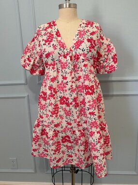 Hayden Pink Floral Tiered Summer Dress – Medium